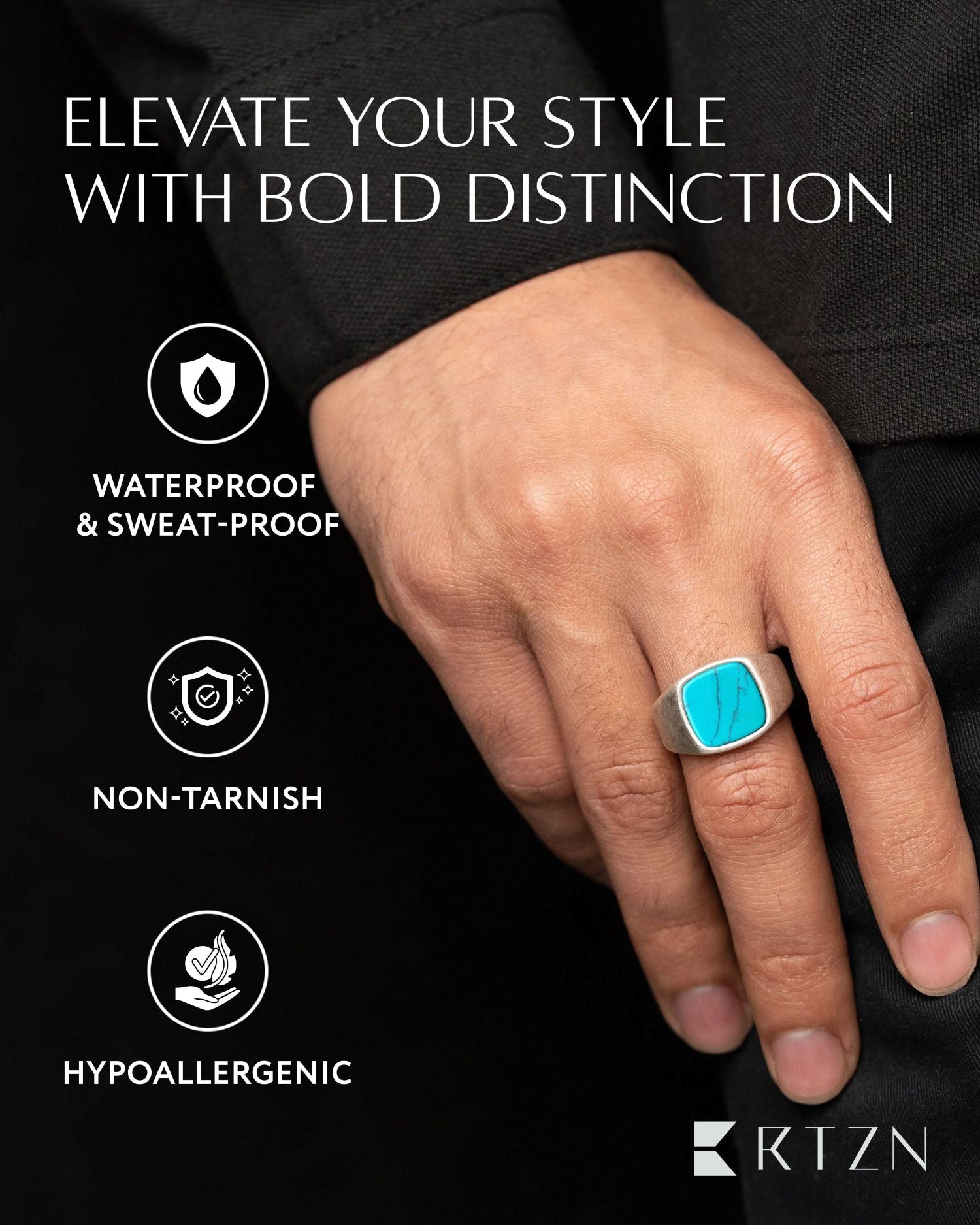 Turquoise Cushion Signet Ring RTZN