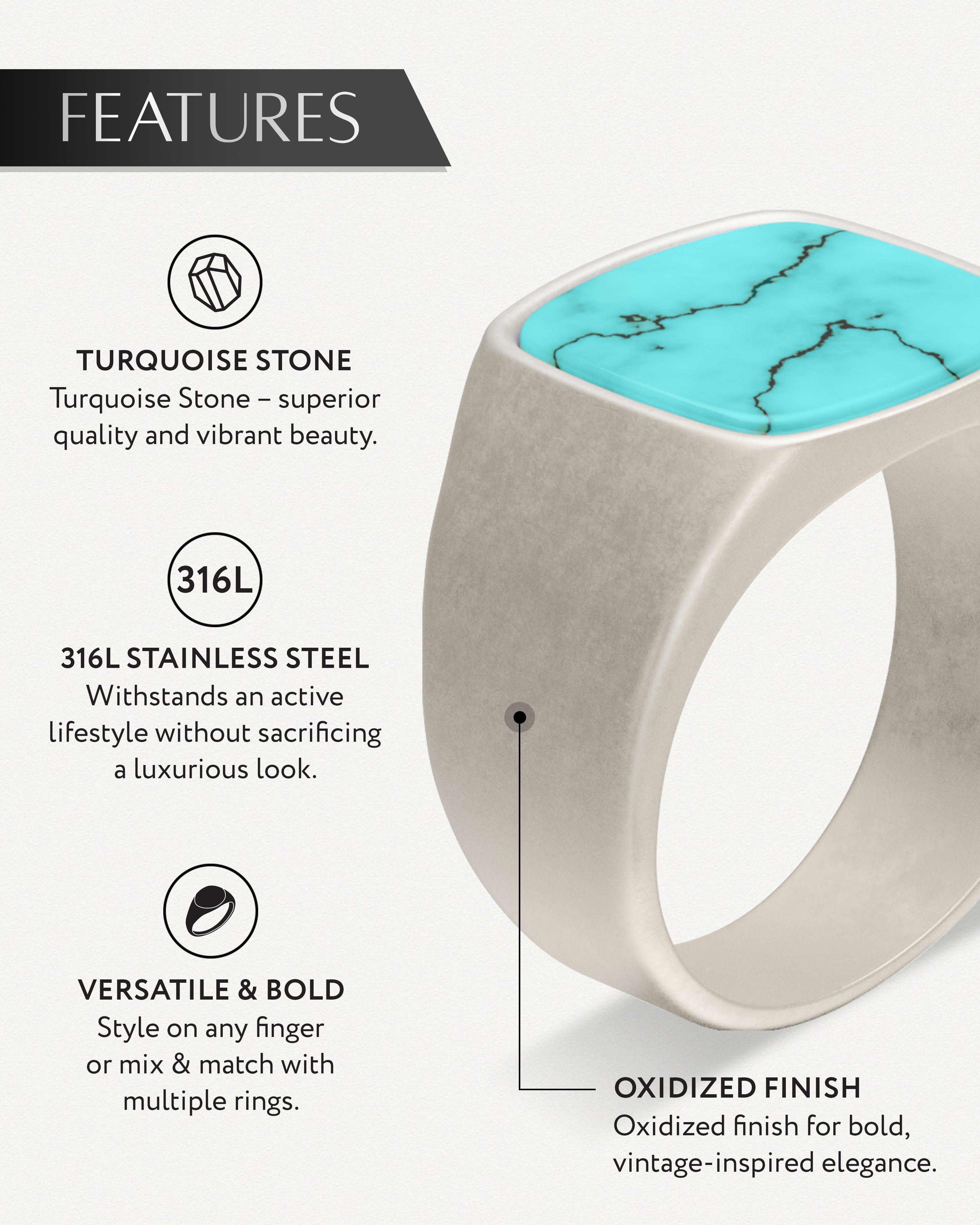 Turquoise Cushion Signet Ring RTZN