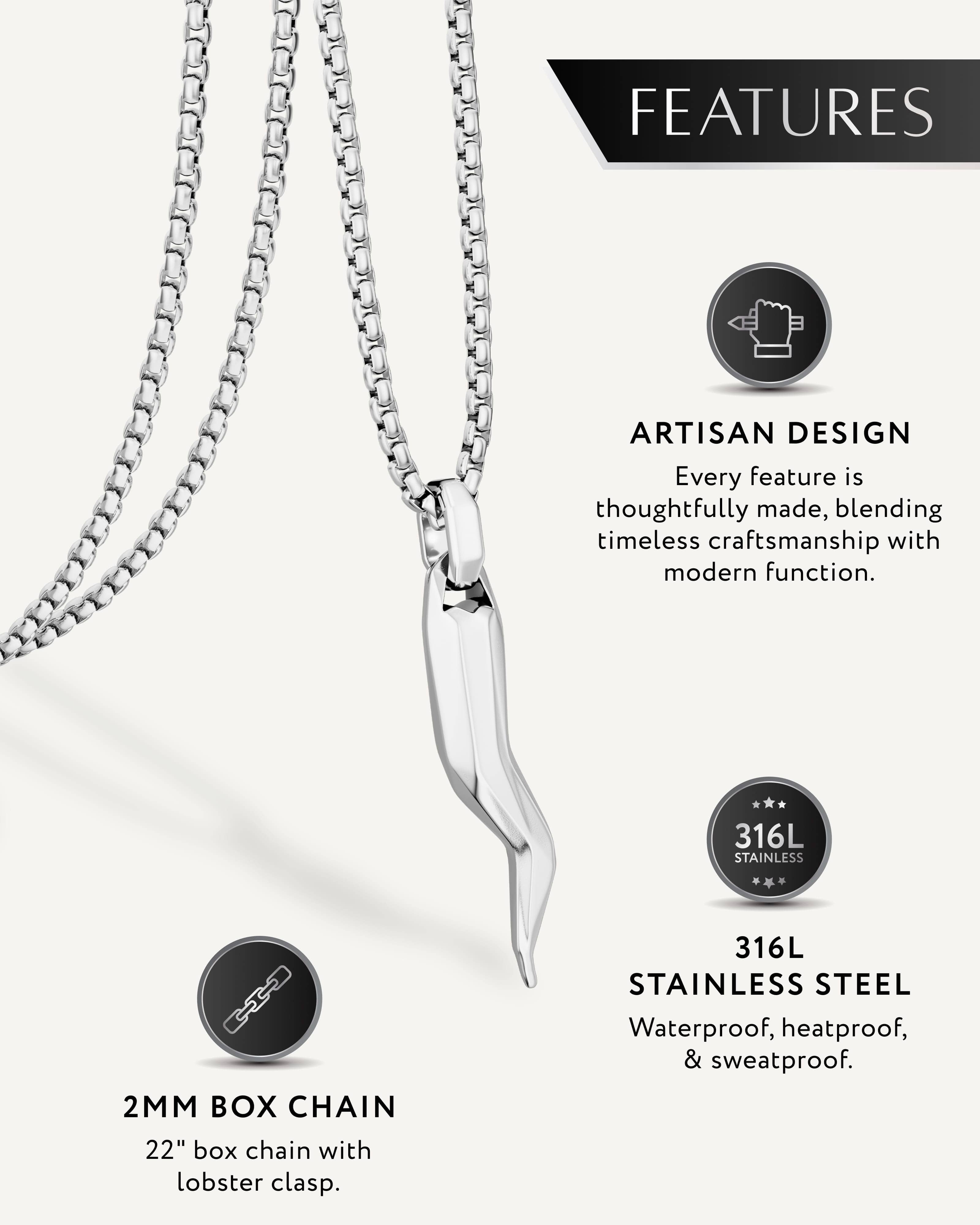 Italian Horn Necklace (Silver)
