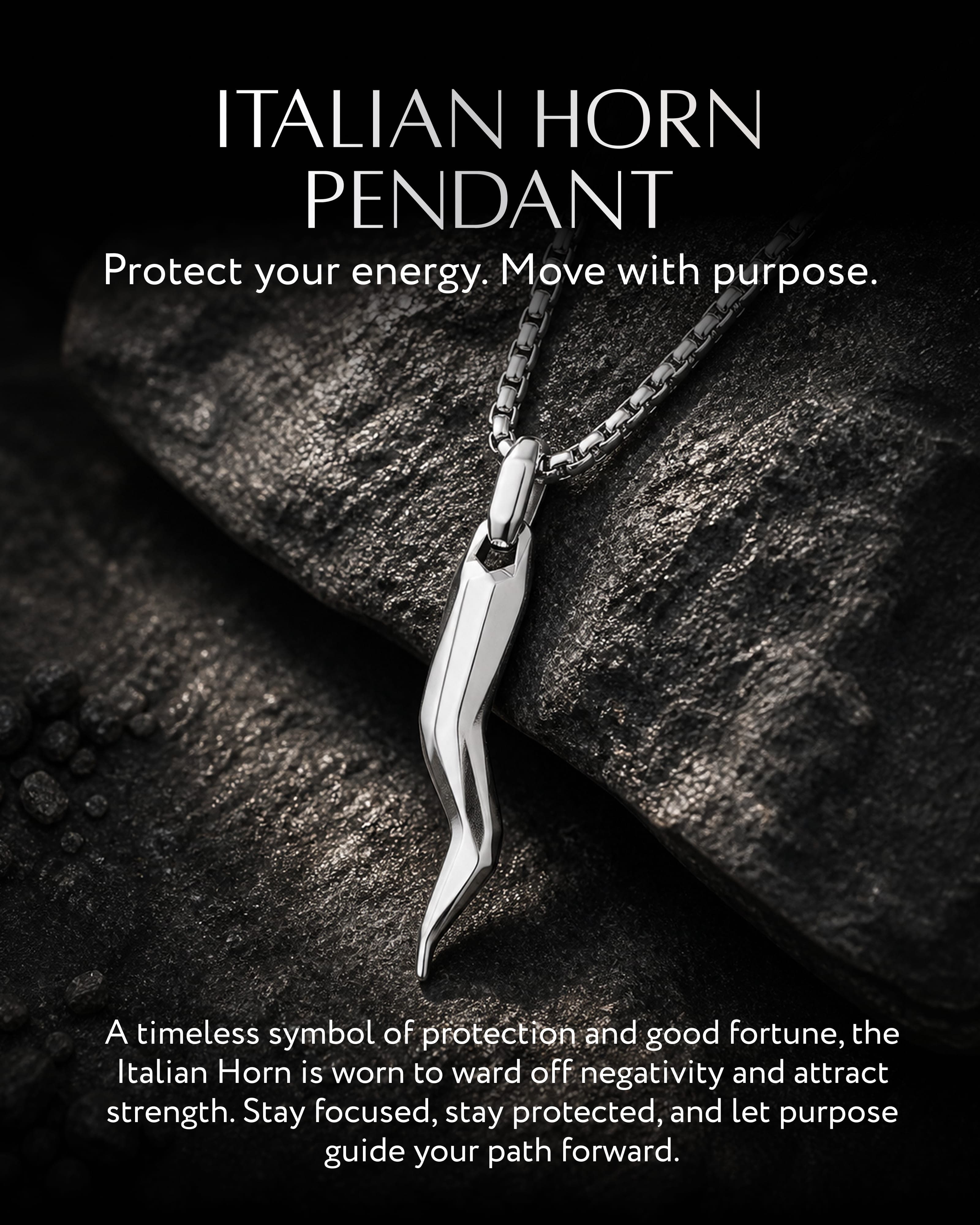 Italian Horn Necklace (Silver)