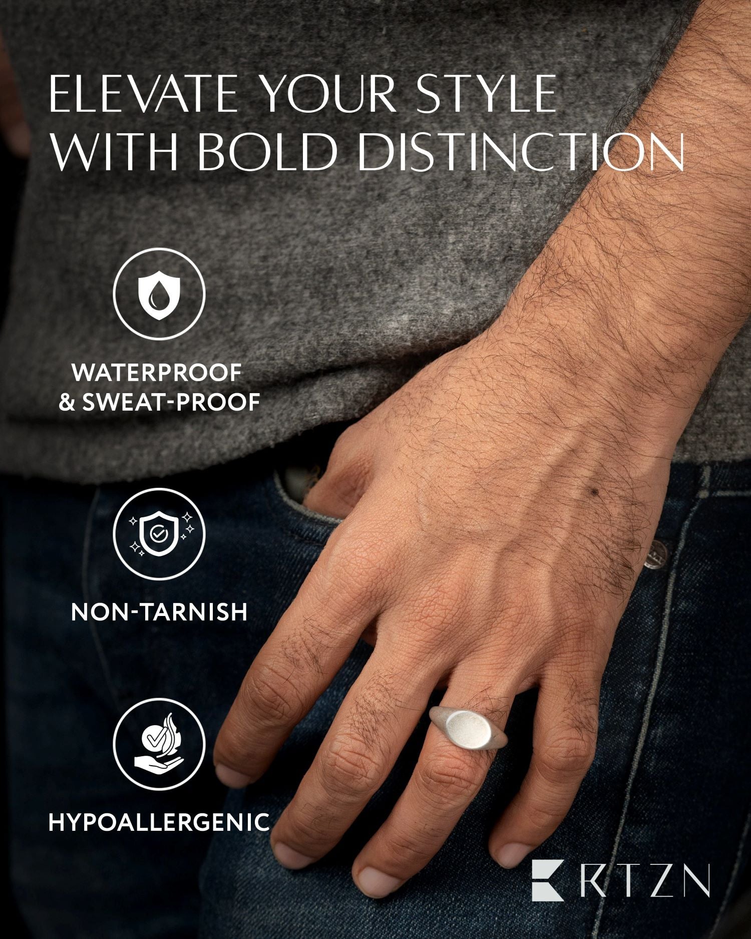 Round Signet Rings (Oxidized) RTZN