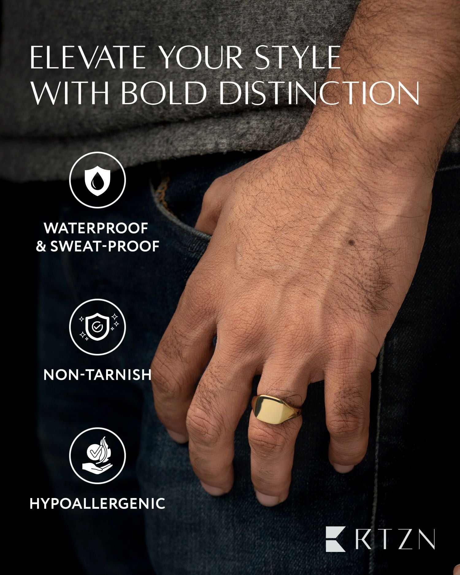 Square Signet Rings (Gold) RTZN