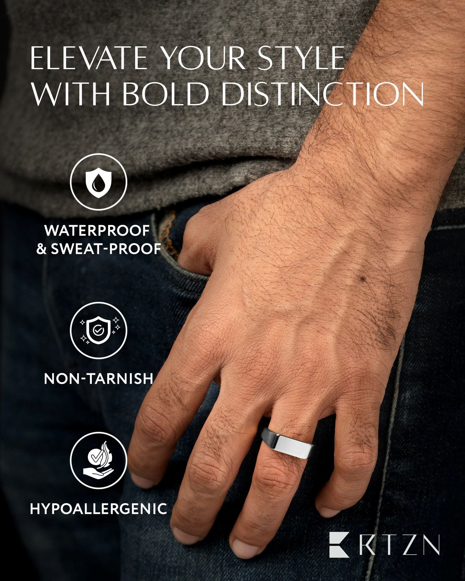 Rectangle Silver Signet Rings (Polished) RTZN