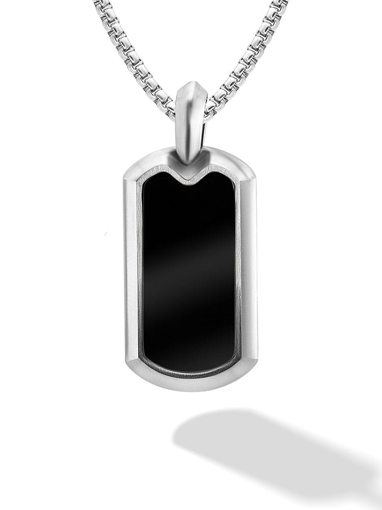 Black Onyx Dog Tag Pendant Necklace RTZN