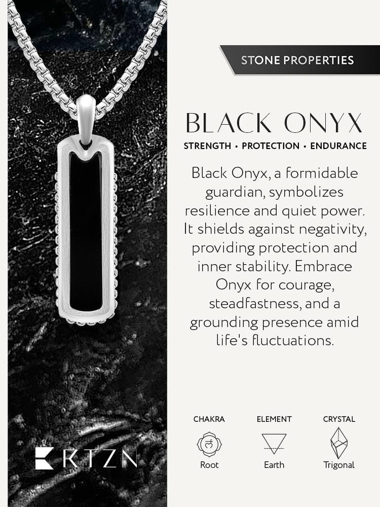 Black Onyx Column Pendant Necklace