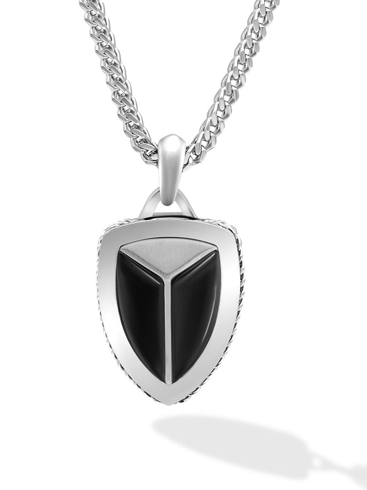 Black Onyx Shield Pendant Necklace RTZN