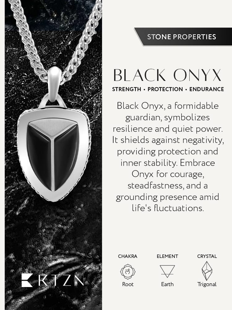 Black Onyx Shield Pendant Necklace RTZN