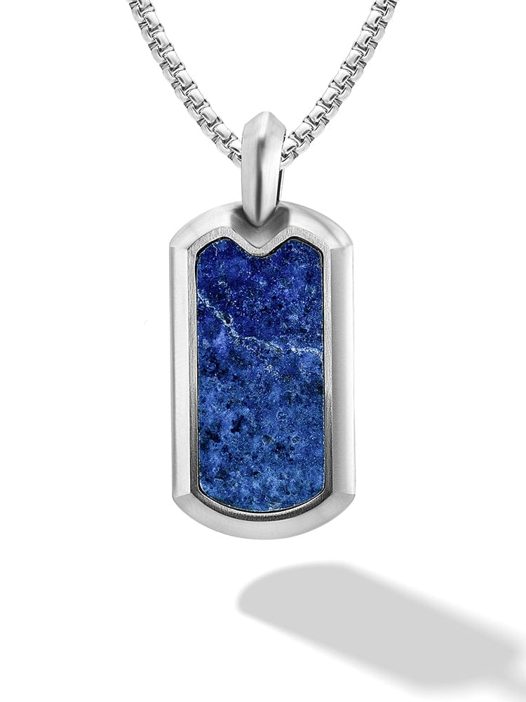 Lapis Lazuli Dog Tag Pendant Necklace RTZN