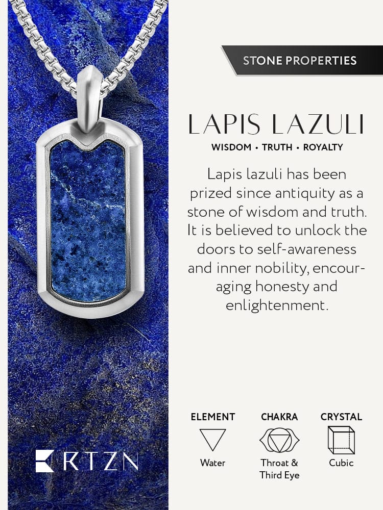 Lapis Lazuli Dog Tag Pendant Necklace RTZN