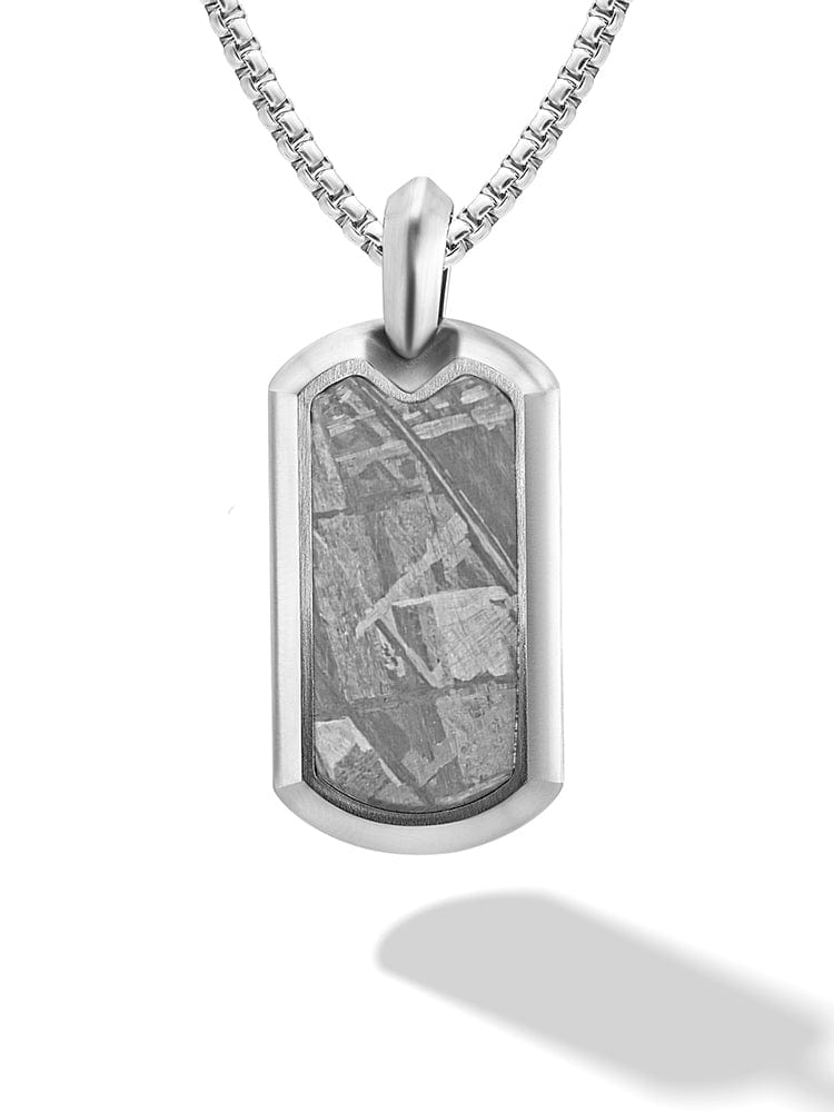 Meteorite Dog Tag Pendant Necklace