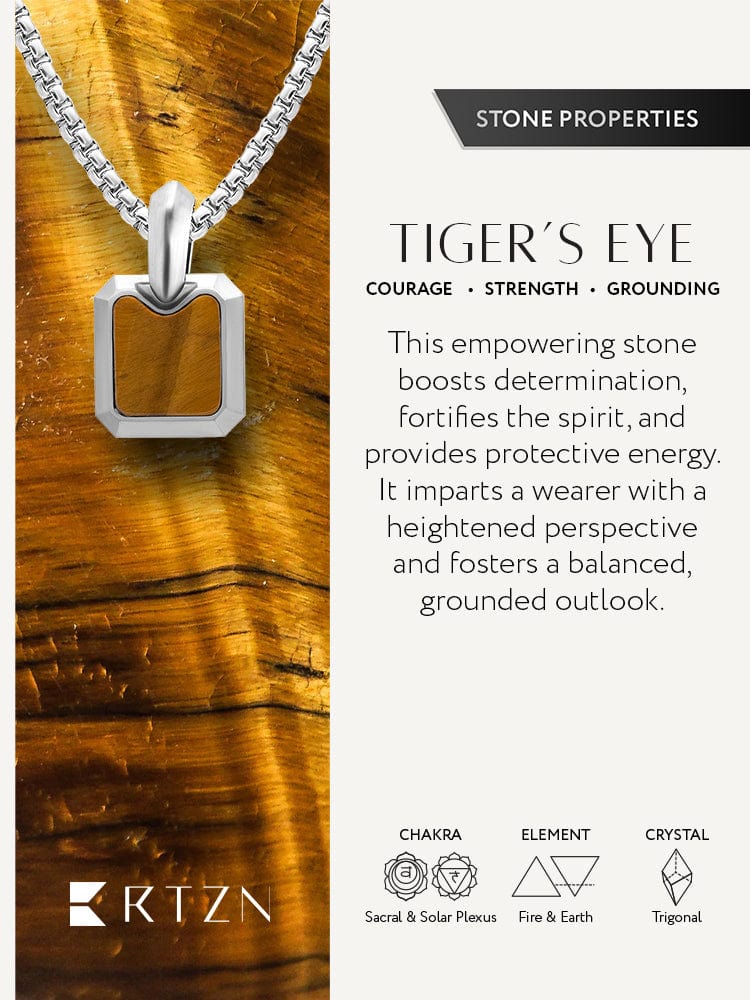 Tiger Eye Square Pendant Necklace RTZN