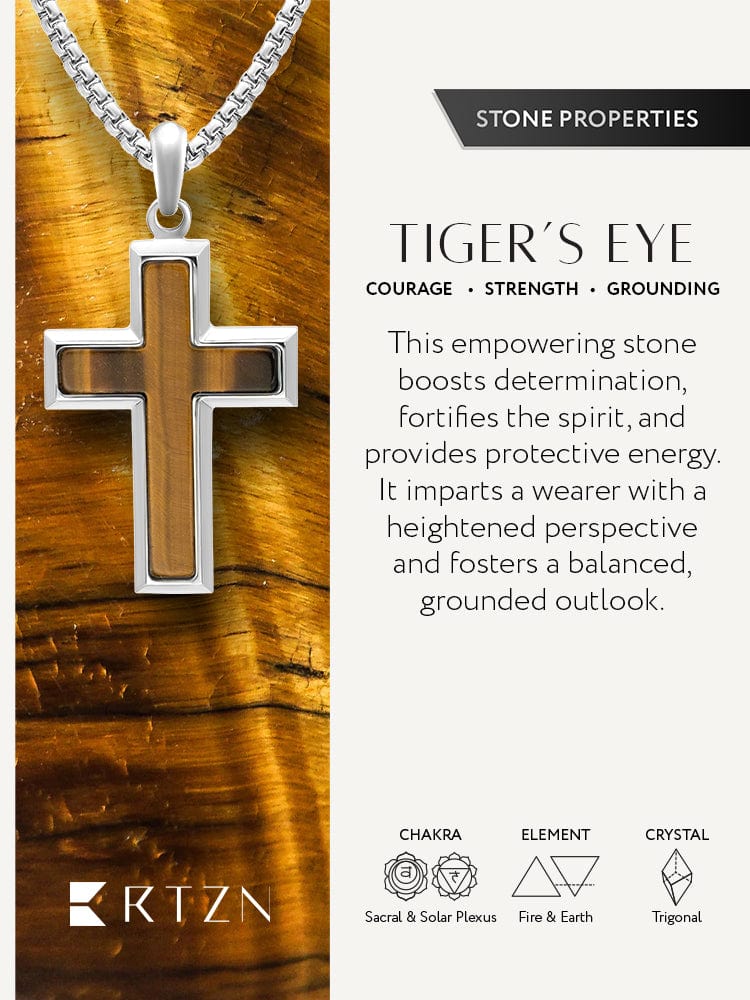 Tiger Eye Cross Pendant Necklace RTZN