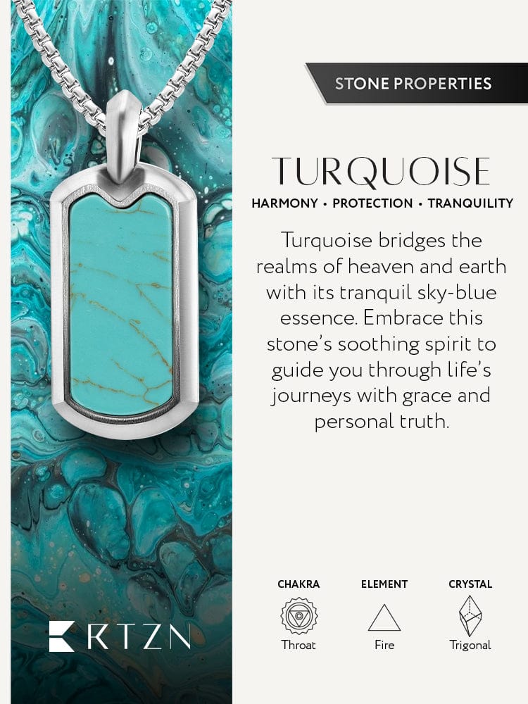 Turquoise Dog Tag Pendant Necklaces for Men