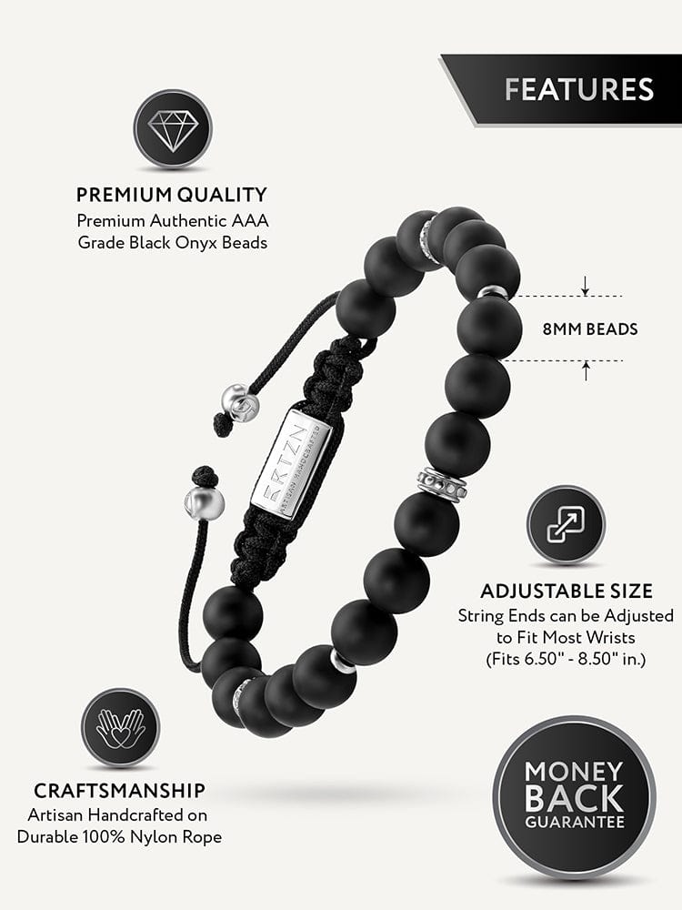 Men's Black Onyx Beaded Bracelet  - Mykonos RTZN