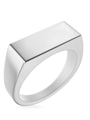 Rectangle Silver Signet Rings (Polished)
