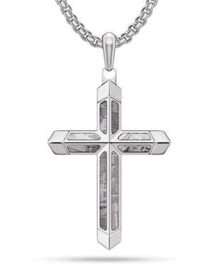 Meteorite Cross Pendant Necklaces (Silver)