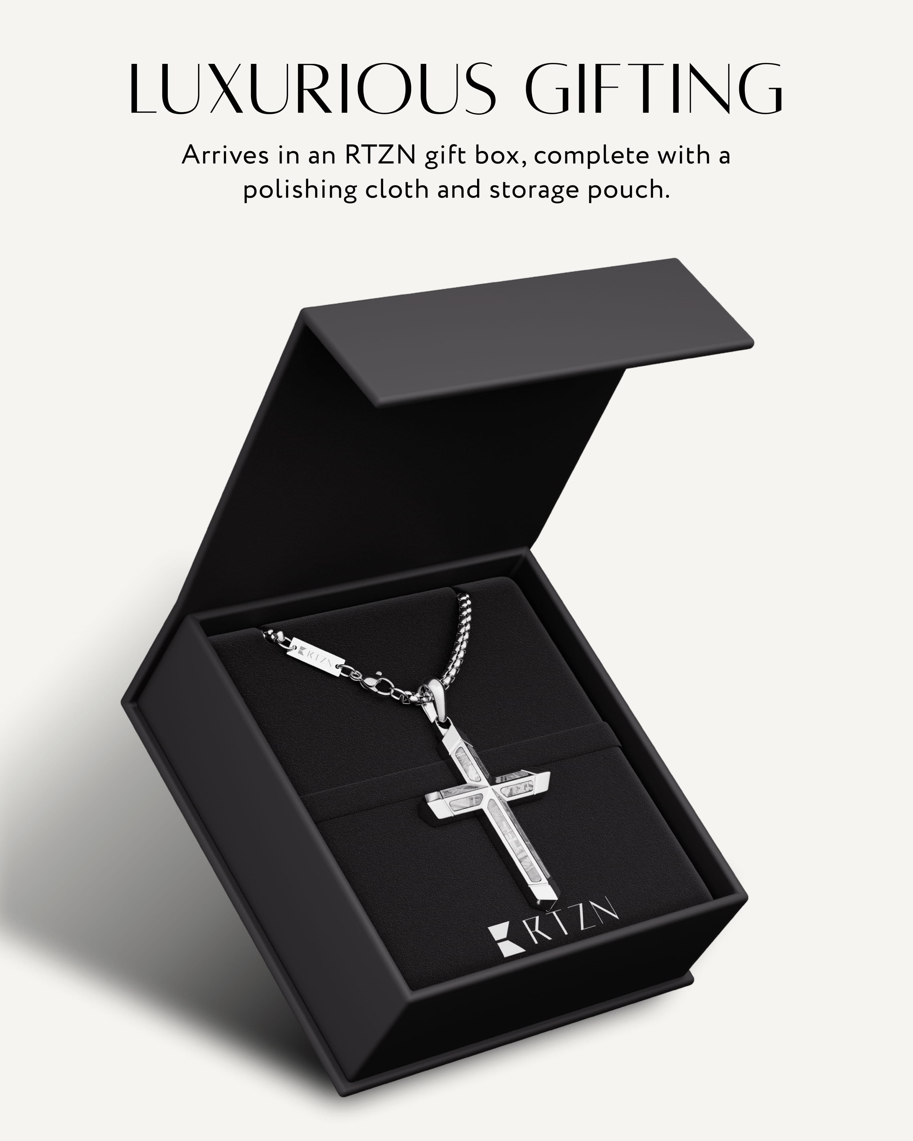 Meteorite Cross Pendant Necklaces (Silver)