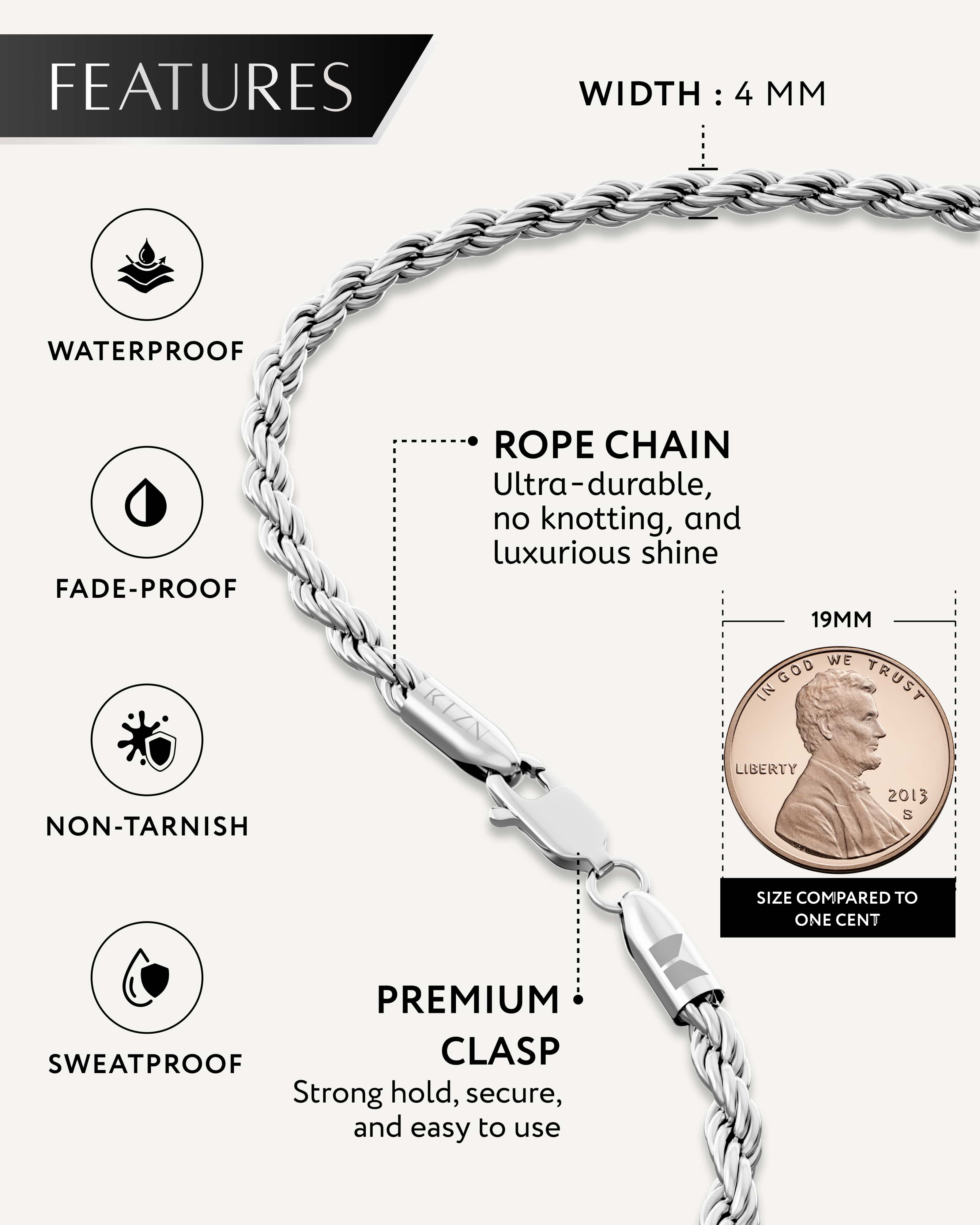 Silver Rope Chain (4mm)