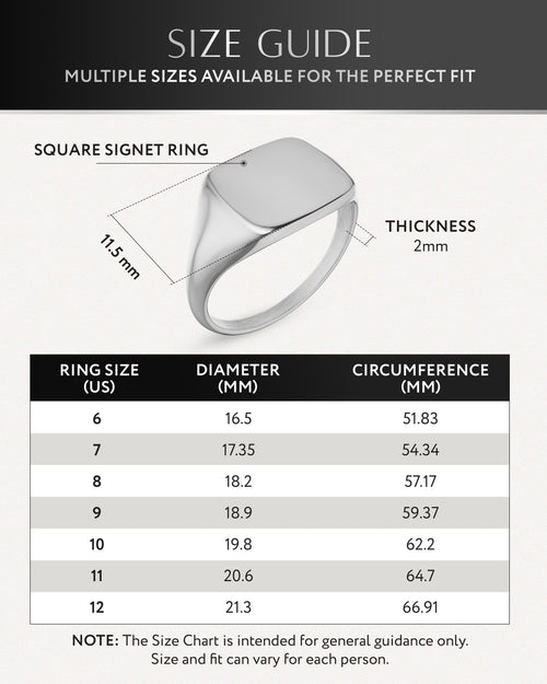 Silver Square Signet Rings (Polished) RTZN