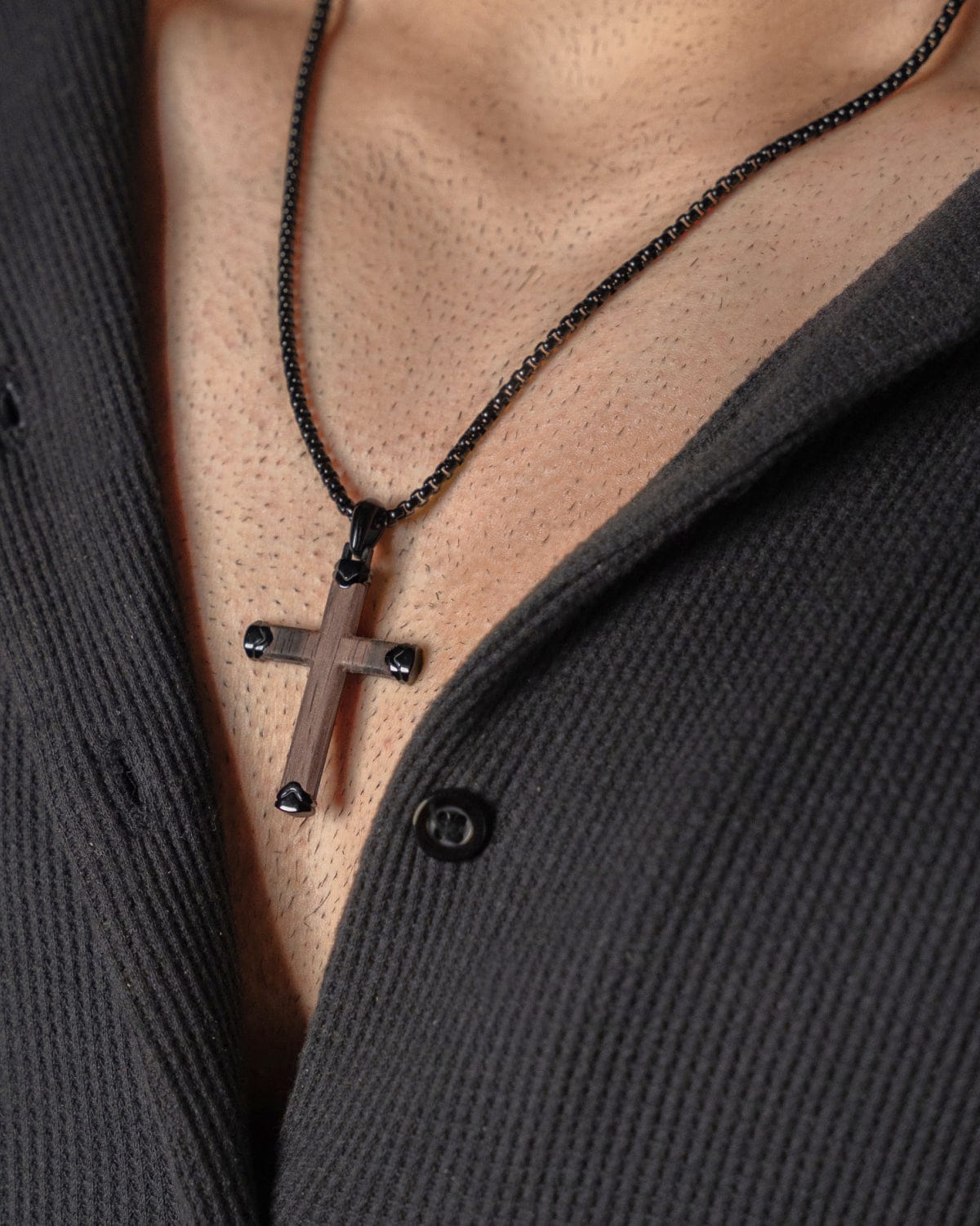 Ebony Wood Cross Pendant (Black)