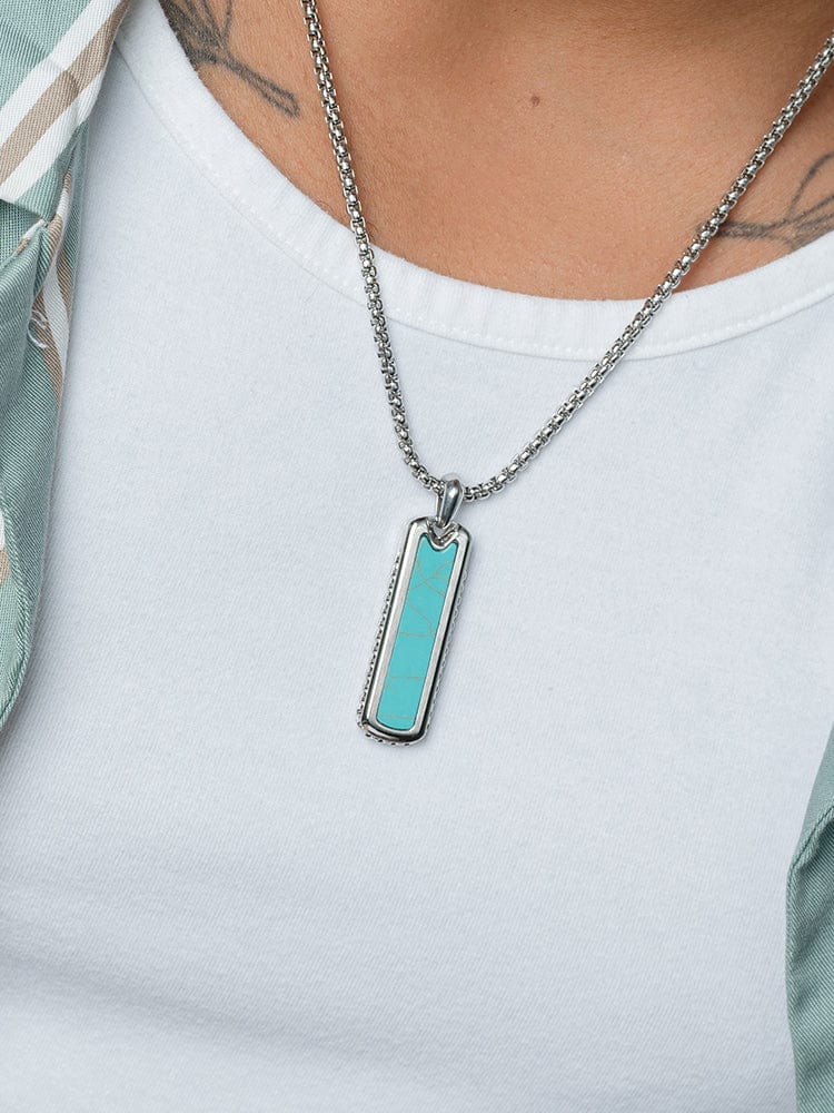 Turquoise Column Pendant Necklaces for Men