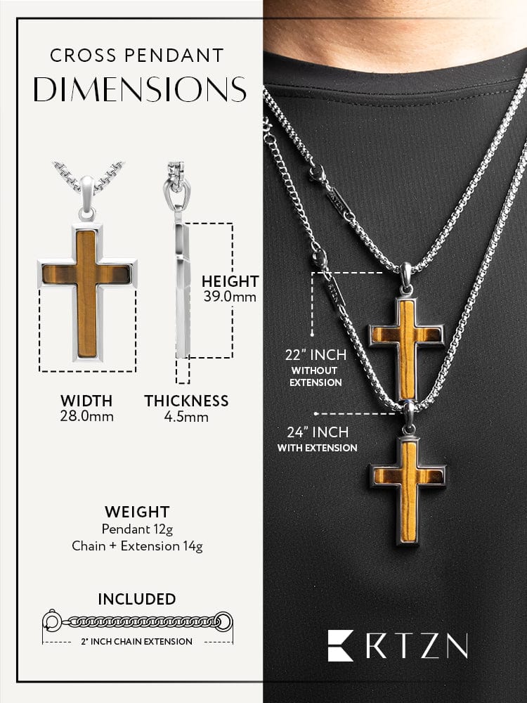 Tiger Eye Cross Pendant Necklace RTZN