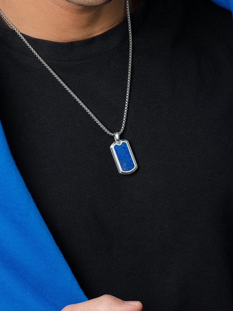 Lapis Lazuli Dog Tag Pendant Necklace RTZN