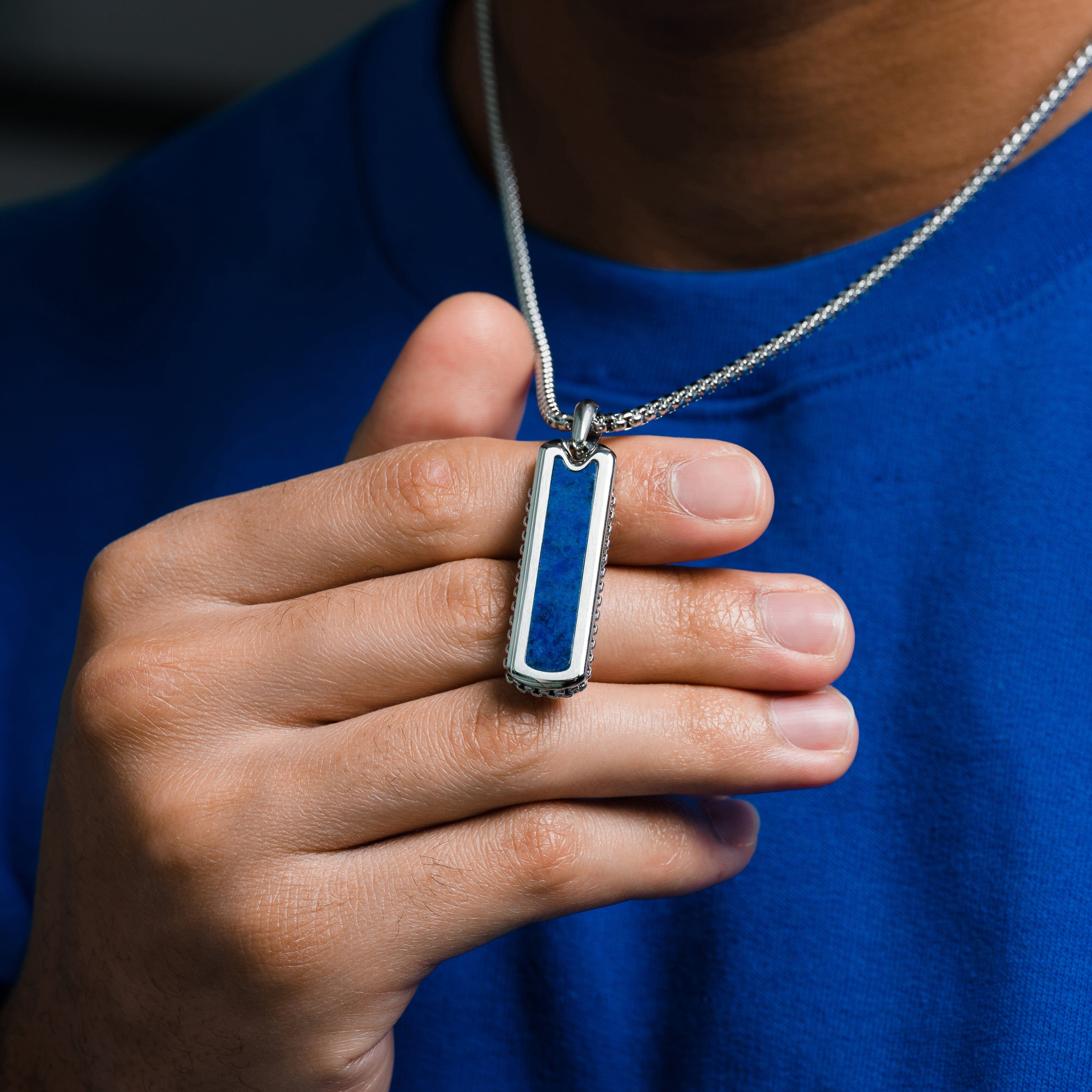 Lapis Lazuli Column Pendant Necklace